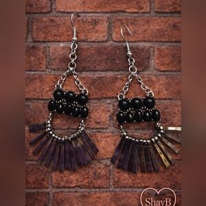 Paparazzi Black and Silver Fringe Earrings